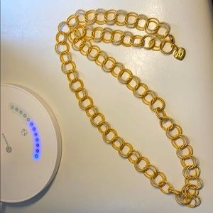 Betsey Johnson long gold tone necklace